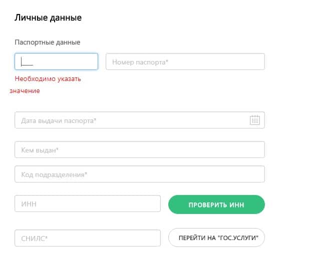 Данные в личном кабинете Турбозайма Данные в личном кабинете Турбозайма